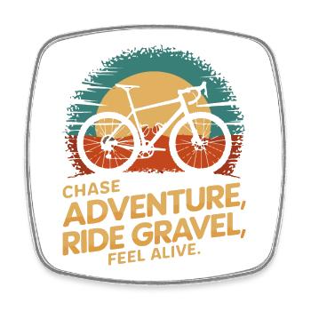 T-shirt rétro d’aventure en VTT - Magnet carré - blanc - Devant