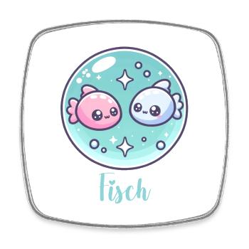 Fische Design für Sternzeichen Fans – Kawaii Motiv - Viereckiger Kühlschrankmagnet - Weiß - Vorne