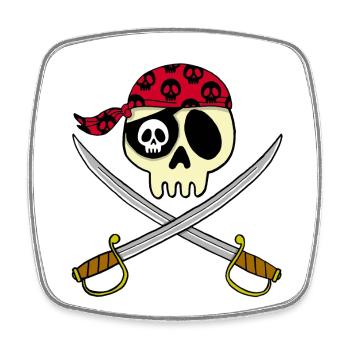 Piraten-Schädel - Viereckiger Kühlschrankmagnet - Weiß - Vorne