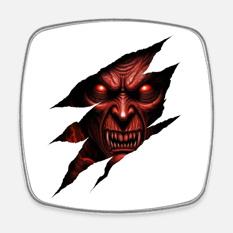 A demonic, red-eyed creature - Square fridge magnet - white