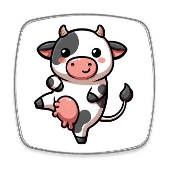 Vache - Magnet carré - blanc - Devant