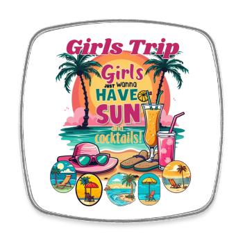 Girls Trip Sonnenstrand Vibes - Viereckiger Kühlschrankmagnet - Weiß - Vorne