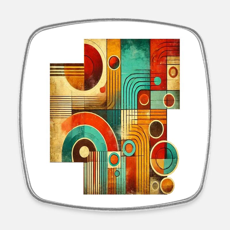 Abstract Retro image T shirt - Square fridge magnet - white