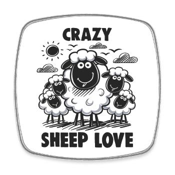 Lustige Schafe Crazy Sheep Love - Viereckiger Kühlschrankmagnet - Weiß - Vorne