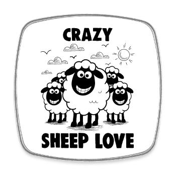 Lustige Schafe Crazy Sheep Love - Viereckiger Kühlschrankmagnet - Weiß - Vorne
