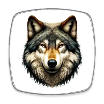 Wolf - Viereckiger Kühlschrankmagnet - Weiß - Vorne