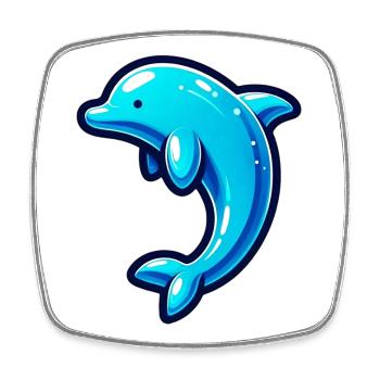 Dolphin - Square fridge magnet - white - Front
