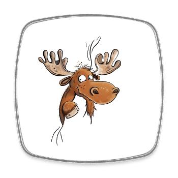 Funny Moose Head I Moose I Deer Reindeer - Square fridge magnet - white - Front