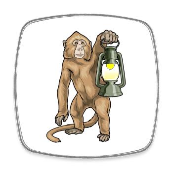 Affe Laterne - Viereckiger Kühlschrankmagnet - Weiß - Vorne