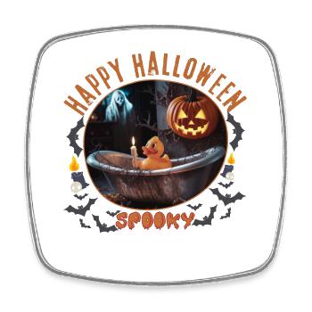 Spooky Halloween Bath Scene - Square fridge magnet - white - Front