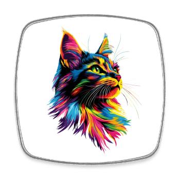 Maine Coon Cat Colorful Rainbow Maine Coon Cats - Square fridge magnet - white - Front