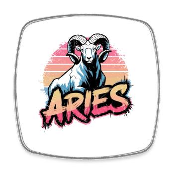 Aries Horoscope Astrology Sign Vintage Design. - Square fridge magnet - white - Front