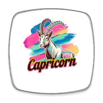 Capricorn Horoscope Astrology Sign Vintage Design. - Square fridge magnet - white - Front