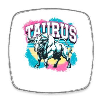Taurus Horoscope Astrology Vintage 80s Design. - Square fridge magnet - white - Front
