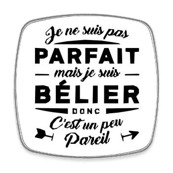 BELIER PARFAIT - Magnet carré - blanc - Devant