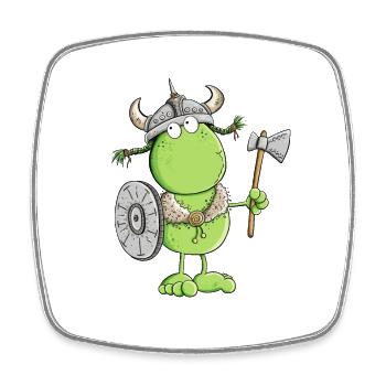 Funny Frog Viking - Square fridge magnet - white - Front