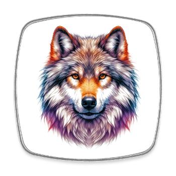 Wolf - Square fridge magnet - white - Front