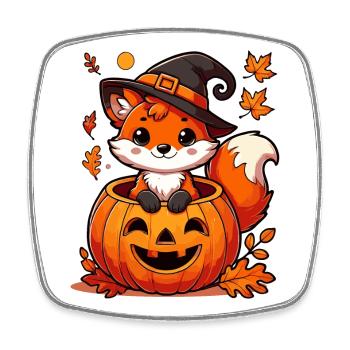 Renard d’Halloween dans la citrouille : un plaisir effrayant et sucré - Magnet carré - blanc - Devant