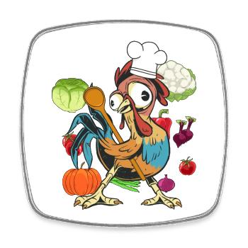 Poulet Coq Cuisinier Cuisiniers Cuisinier Arts culinaires Légumes - Magnet carré - blanc - Devant