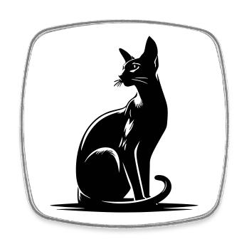 Chat oriental à poil court - Magnet carré - blanc - Devant