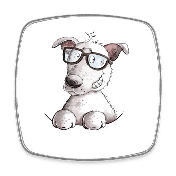 Cooler Weisser Schäferhund Hund Brille - Viereckiger Kühlschrankmagnet - Weiß - Vorne