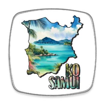 Aquarell Landkarte Ko Samui - Viereckiger Kühlschrankmagnet - Weiß - Vorne