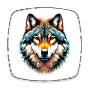 Wolf - Square fridge magnet - white - Front