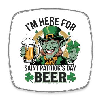 St. Patrick`s Day Beer Leprechaun Kobold Bier - Viereckiger Kühlschrankmagnet - Weiß - Vorne