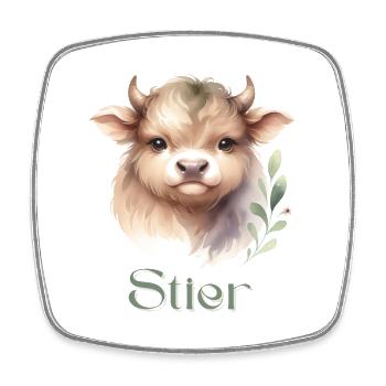 Elegantes Stier Sternzeichen Aquarell Geschenk - Viereckiger Kühlschrankmagnet - Weiß - Vorne