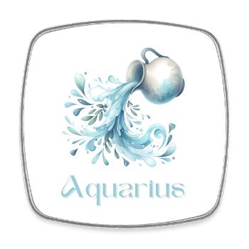 Elegantes Aquarius Sternzeichen Aquarell Geschenk - Viereckiger Kühlschrankmagnet - Weiß - Vorne