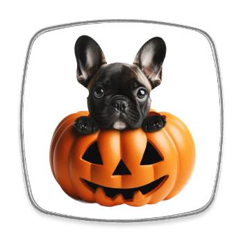 Halloween French Bulldog - Square fridge magnet - white - Front