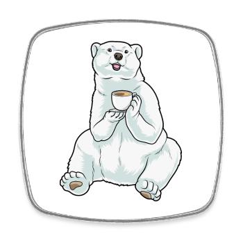 Polar Bear Coffee Mug - Square fridge magnet - white - Front