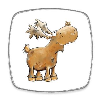 Funny Moose Butterfly - Square fridge magnet - white - Front