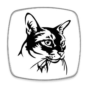 Chat abyssin - Magnet carré - blanc - Devant