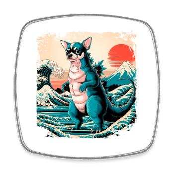 Funny Monster Chihuahua Dogzilla Anime Manga Japan - Square fridge magnet - white - Front
