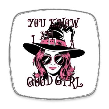 Good Girl Witch Halloween Magic Fantasy Design. - Square fridge magnet - white - Front