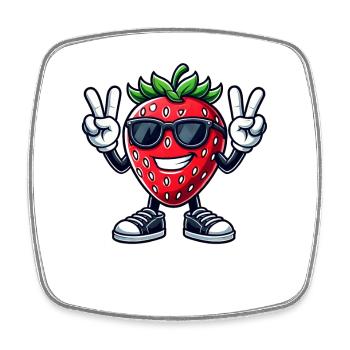 fraise sucrée dessin animé fruit de la paix fruité - Magnet carré - blanc - Devant