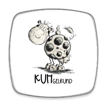 Drollige Kuh Kuhgelrund Wortspiel - Viereckiger Kühlschrankmagnet - Weiß - Vorne