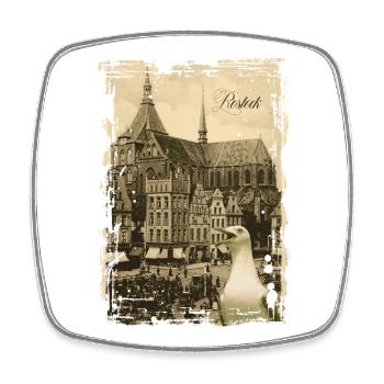 Altes Rostock - Neuer Markt - Viereckiger Kühlschrankmagnet - Weiß - Vorne