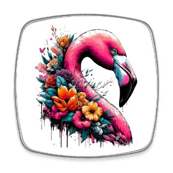 Flamingo - Viereckiger Kühlschrankmagnet - Weiß - Vorne