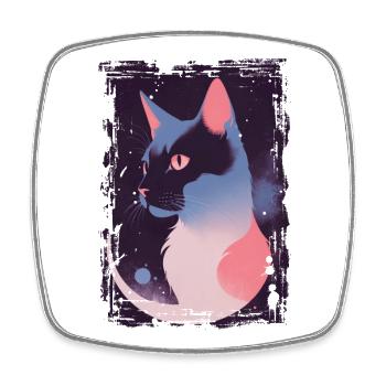 Mystic Cat - Square fridge magnet - white - Front