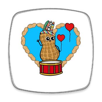 Peanut Hippie Shaman Drummer Heart Kids - Square fridge magnet - white - Front