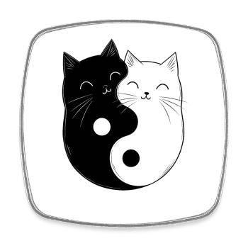 Yin and Yang Cats Cat Owner Buddhism Graphic - Square fridge magnet - white - Front