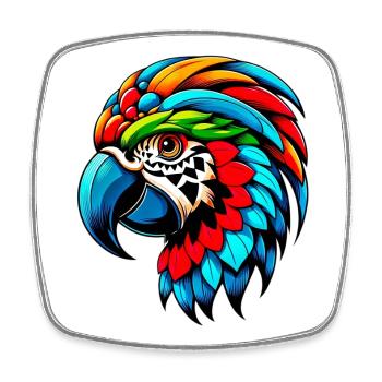 Harlequin Parrot - Square fridge magnet - white - Front