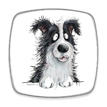 Droll Border Collie Chien de troupeau Amoureux des chiens - Magnet carré - blanc - Devant