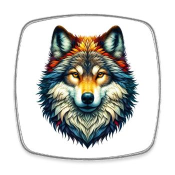 Wolf - Viereckiger Kühlschrankmagnet - Weiß - Vorne