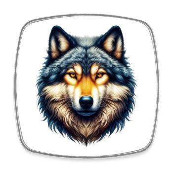 Wolf - Square fridge magnet - white - Front