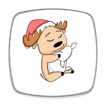 Orignal mignon fatigué dormir à Noël - Magnet carré - blanc - Devant