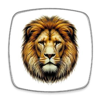 Lion - Magnet carré - blanc - Devant