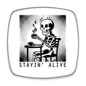 Stayin Alive - Barista - Café - Magnet carré - blanc - Devant